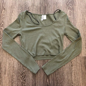 Divided Long Sleeved Crop Top